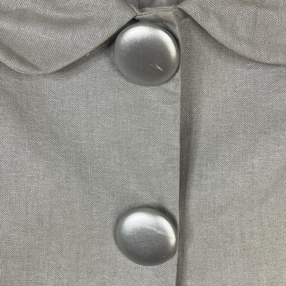 Kensie Silver Cropped Sleeve Linen Dress Coat Peplum Jacket Size 6 - Picture 4 of 11